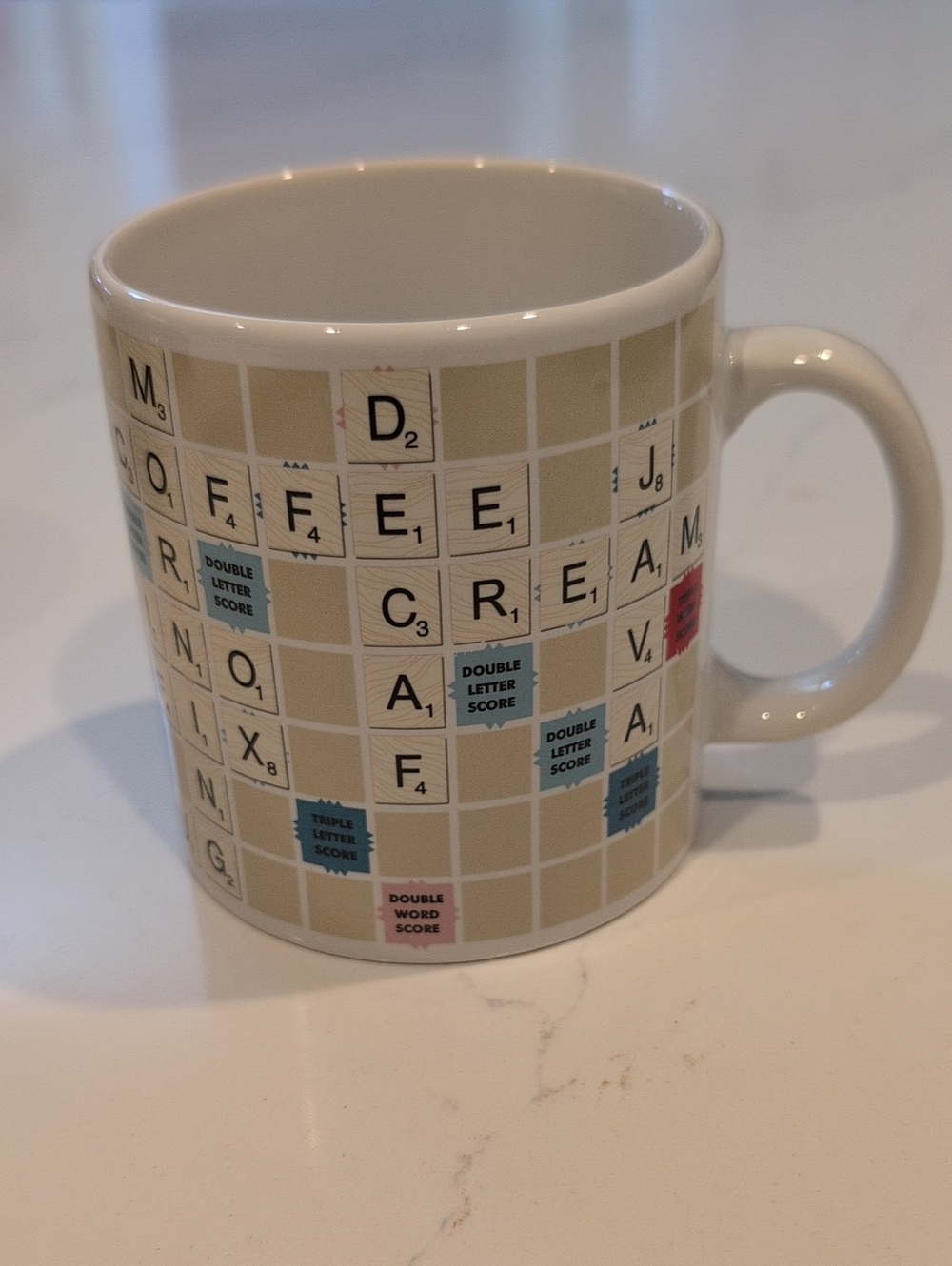 Vintage Scrabble Tile Ceramic Coffee Mug in Cream Collectible Cup